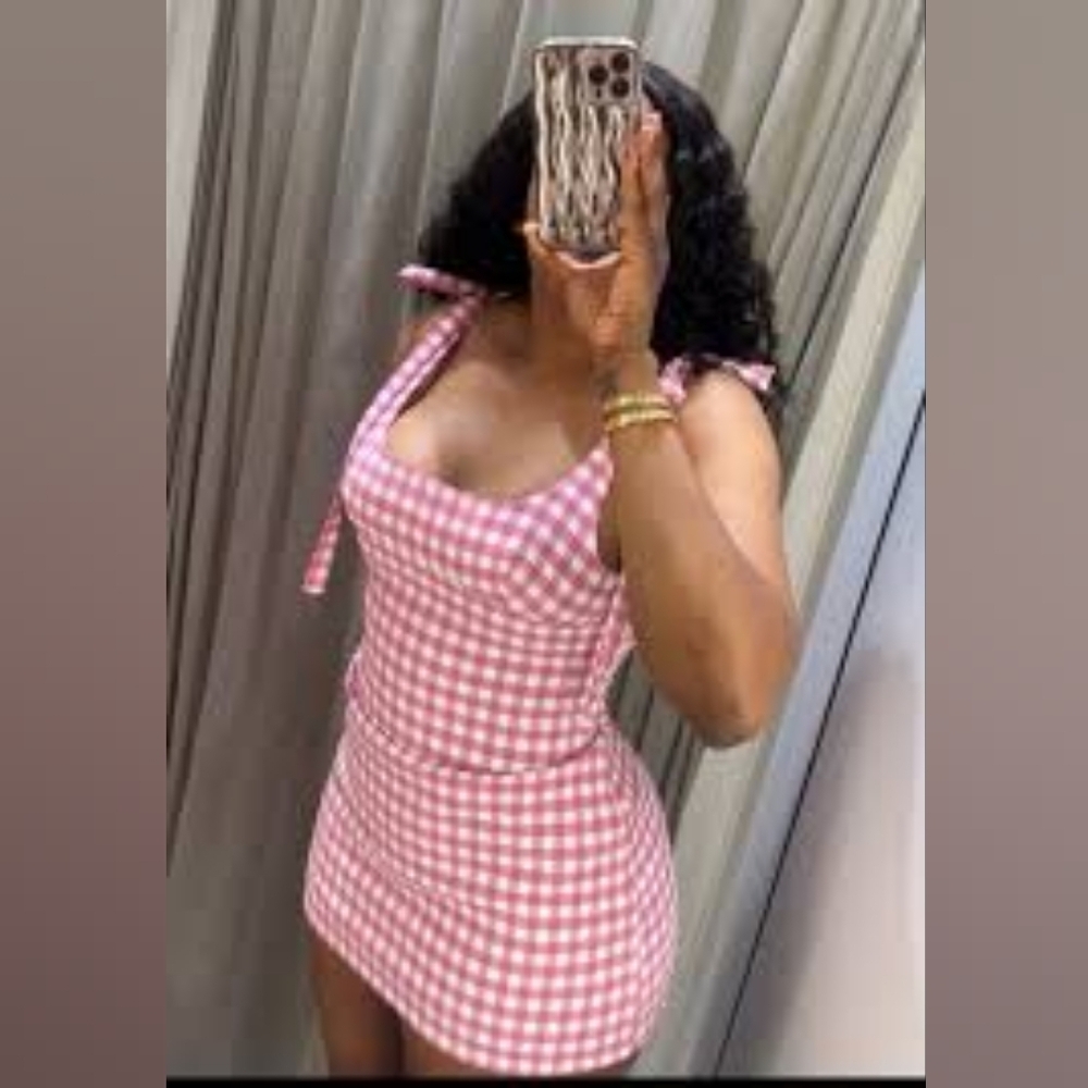 Zara Pink Plaid Mini Dress Sz L - Picture 14 of 16